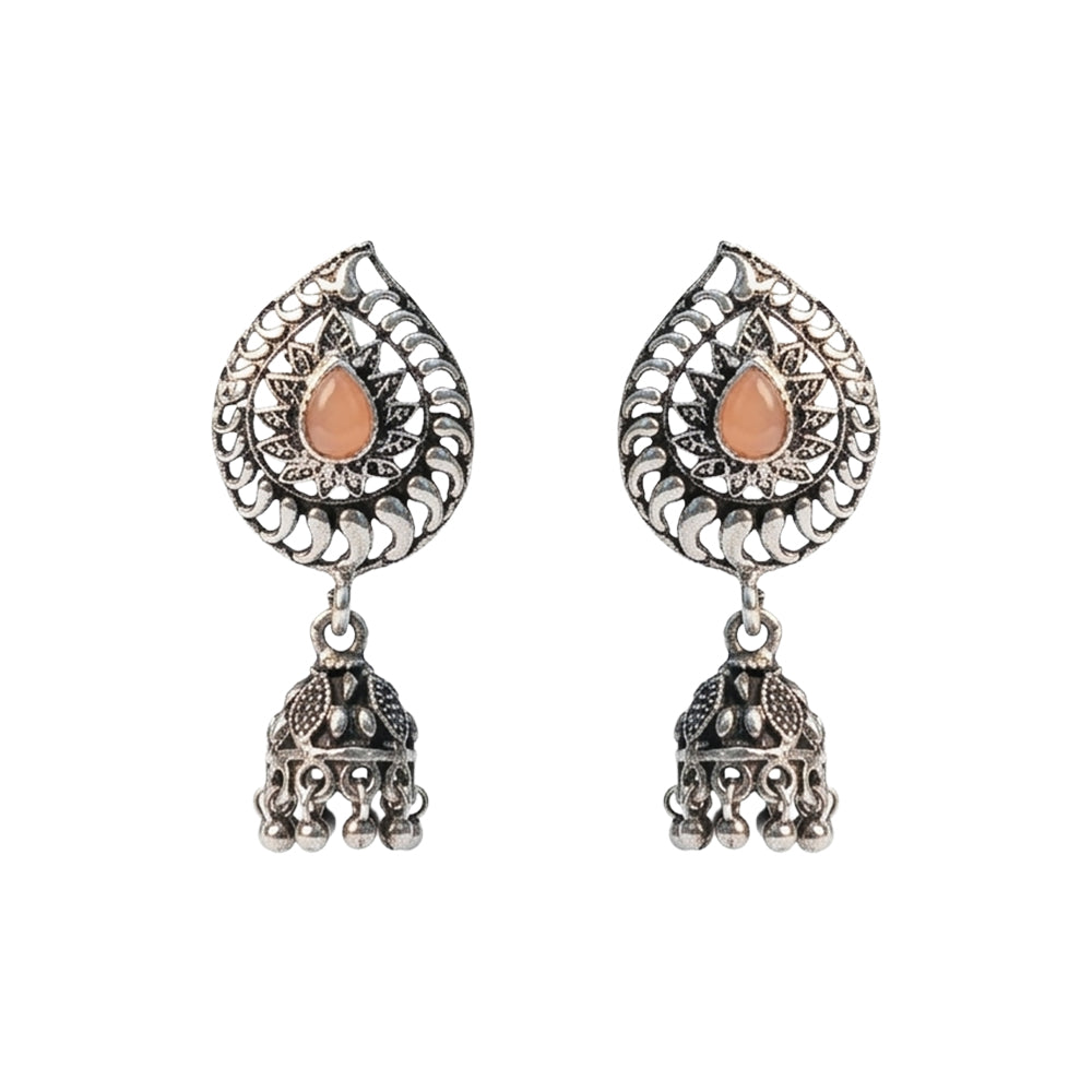 Rain Drop Rani Hanging Jhumki Earrings (Light Orange)