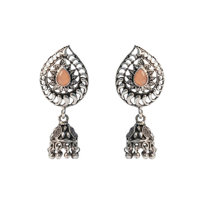Rain Drop Rani Hanging Jhumki Earrings (Light Orange)