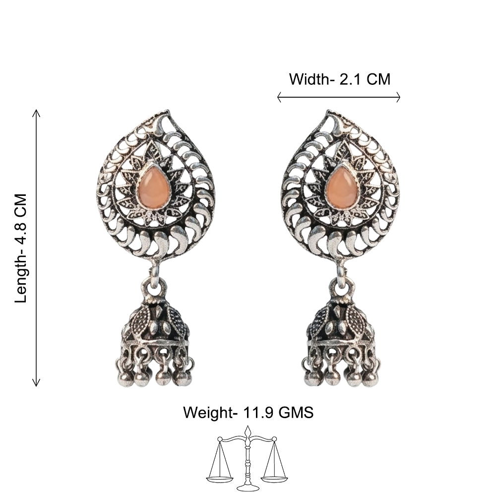Rain Drop Rani Hanging Jhumki Earrings (Light Orange)