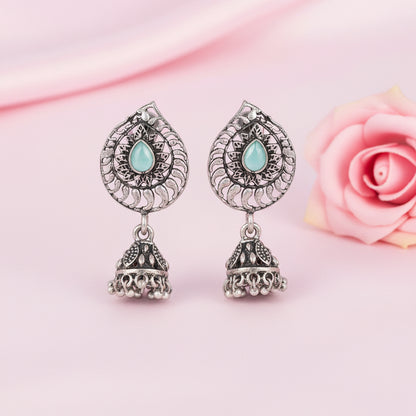 Rain Drop Rani Hanging Jhumki Earrings (Mint)