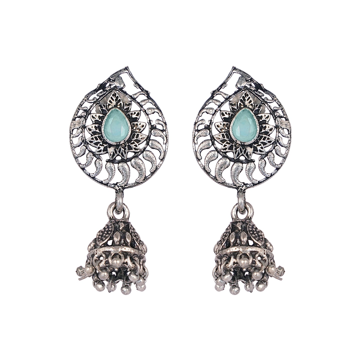 Rain Drop Rani Hanging Jhumki Earrings (Mint)
