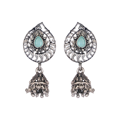 Rain Drop Rani Hanging Jhumki Earrings (Mint)