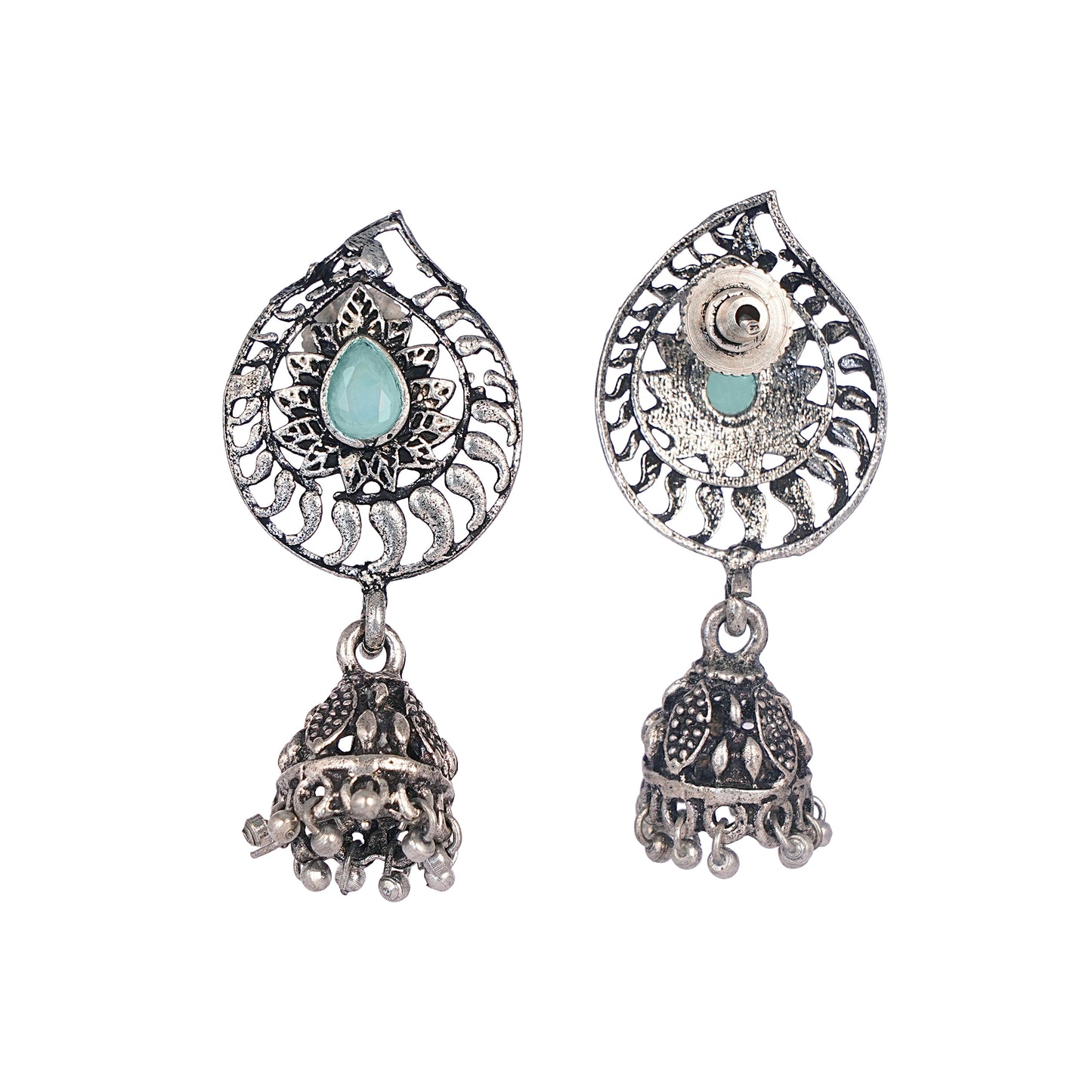 Rain Drop Rani Hanging Jhumki Earrings (Mint)