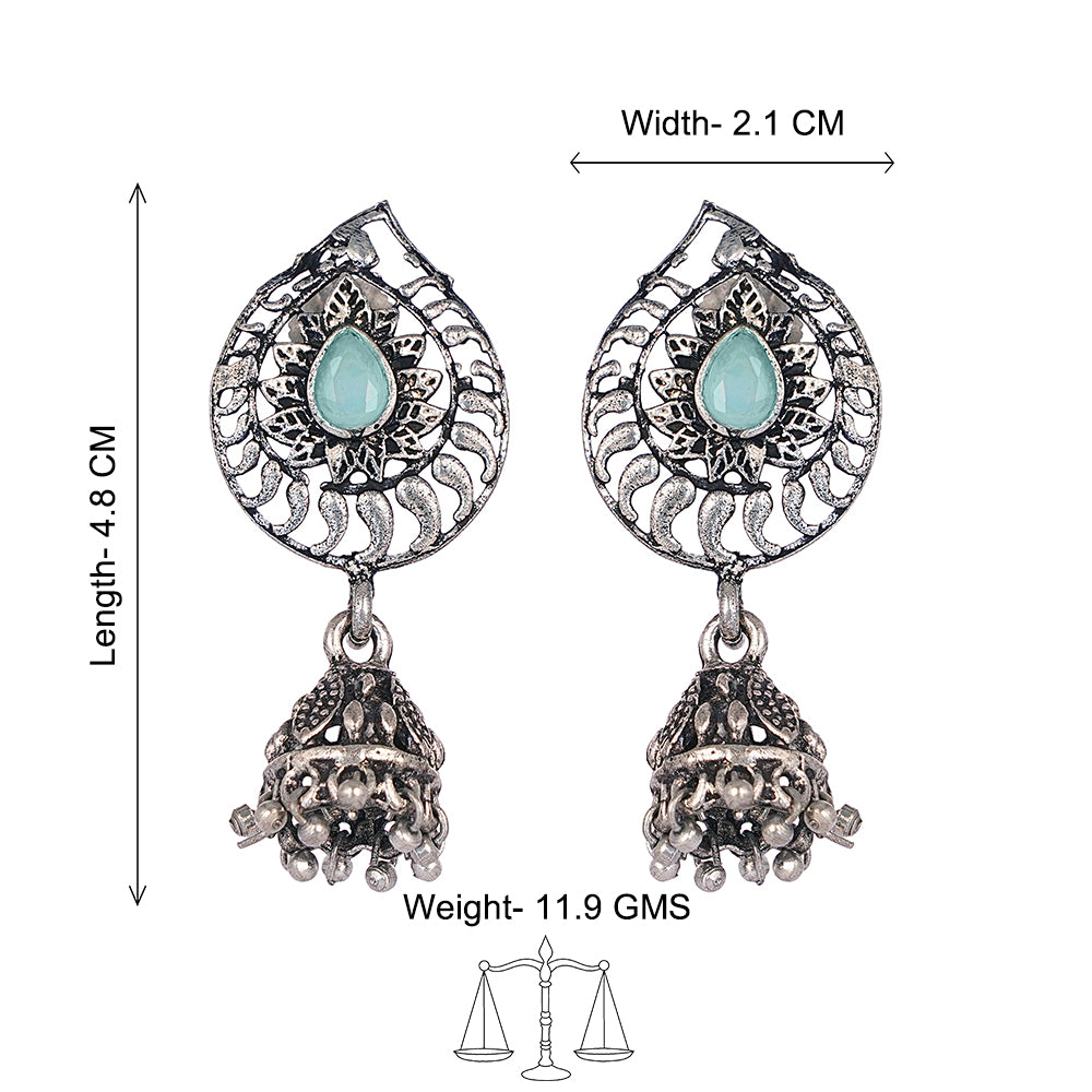 Rain Drop Rani Hanging Jhumki Earrings (Mint)