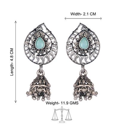 Rain Drop Rani Hanging Jhumki Earrings (Mint)
