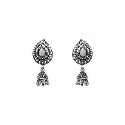 Rain Drop Rani Hanging Jhumki Earrings (Grey)
