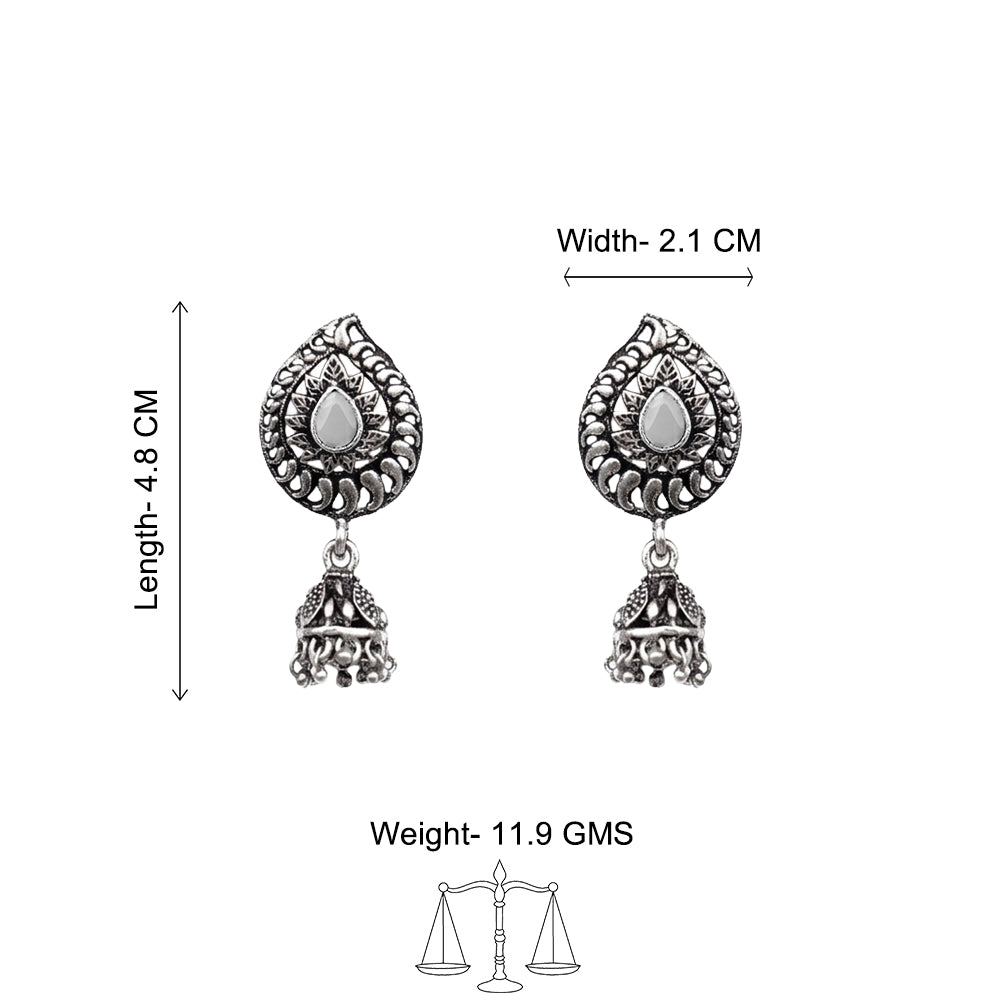 Rain Drop Rani Hanging Jhumki Earrings (Grey)
