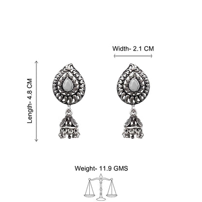 Rain Drop Rani Hanging Jhumki Earrings (Grey)