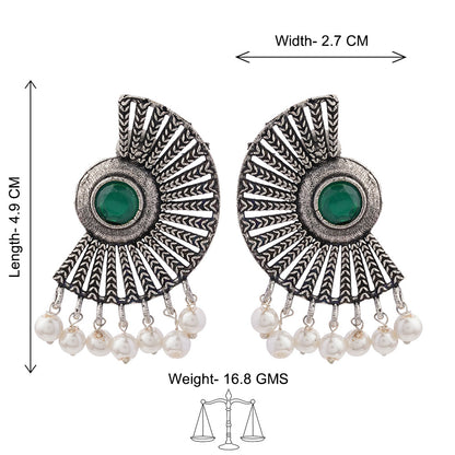 Bloom Arc pearl stud earring (Green)