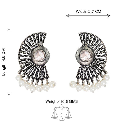 Kalash Kamal earring  Bloom Arc pearl stud earring (White) Combo set