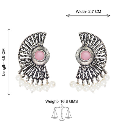 Bloom Arc pearl stud earring (Baby Pink)