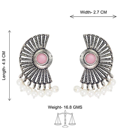 Kalash Kamal earring  Bloom Arc pearl stud earring (Baby Pink) Combo set
