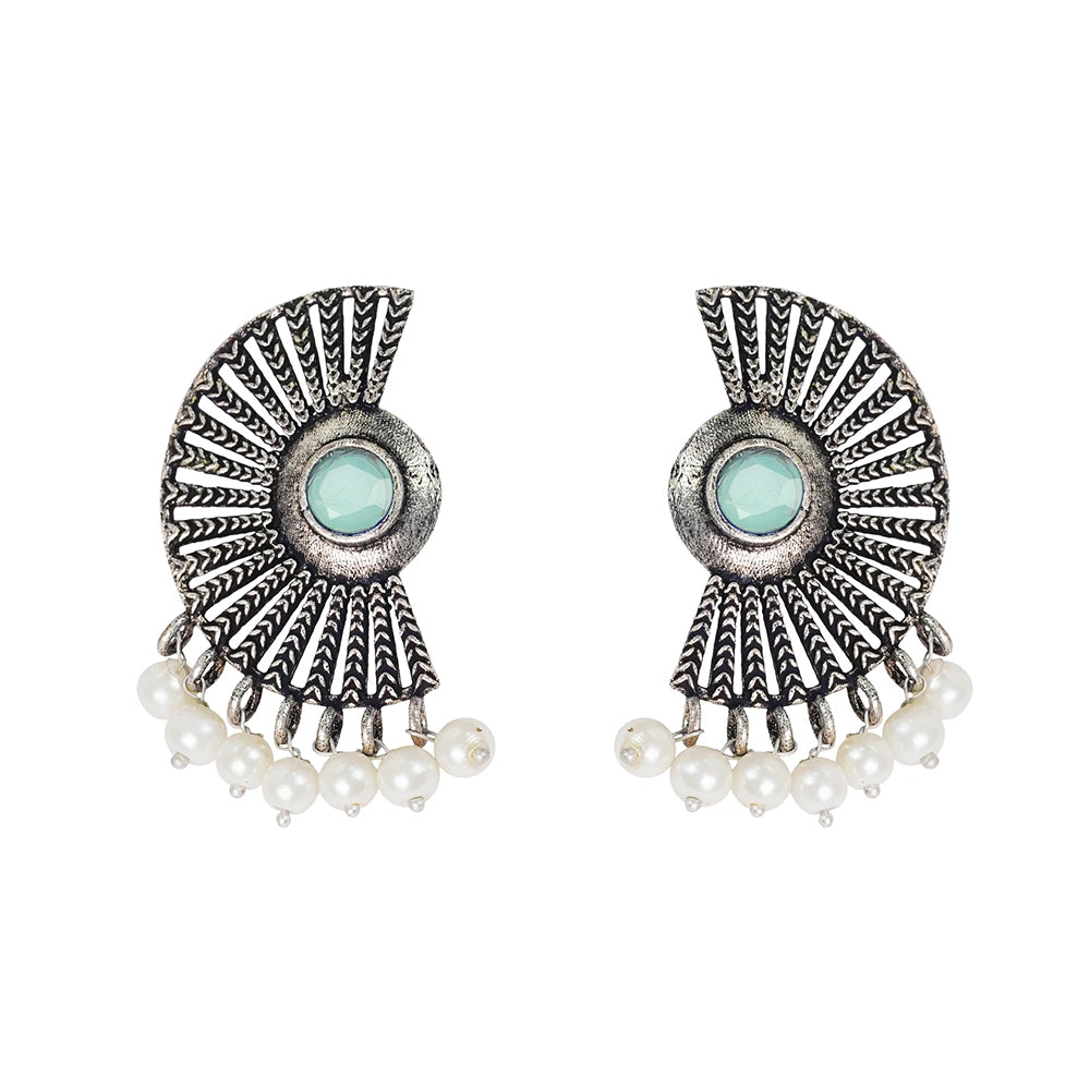 Bloom Arc pearl stud earring (Mint)