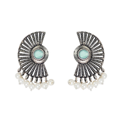 Bloom Arc pearl stud earring (Mint)