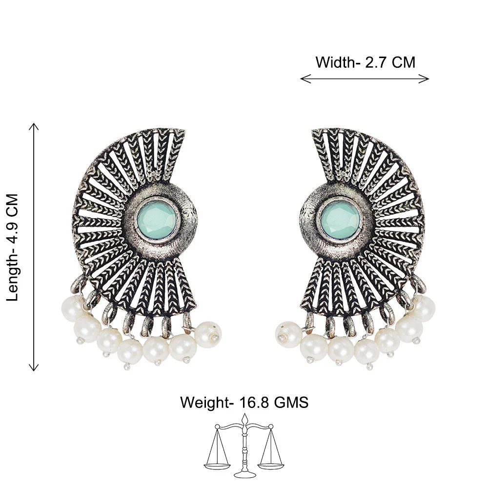 Bloom Arc pearl stud earring (Mint)