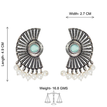 Bloom Arc pearl stud earring (Mint)