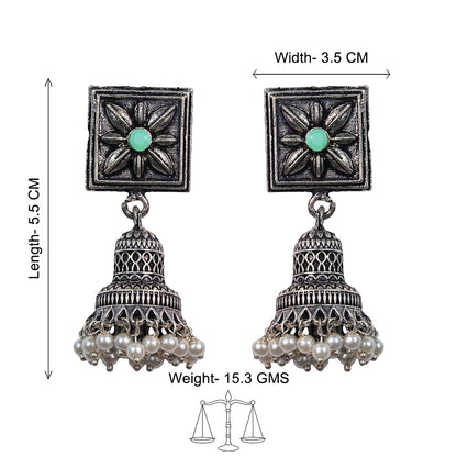 Petal Frame hanging Jhumki Earrings (Pista)