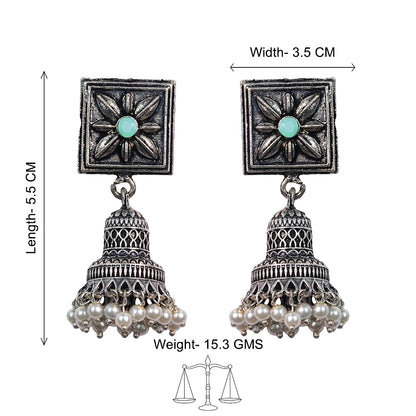 Petal Frame hanging Jhumki Earrings (Pista)
