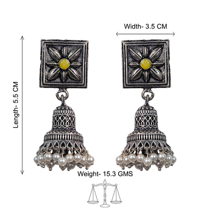 Petal Frame hanging Jhumki Earrings (Yellow)