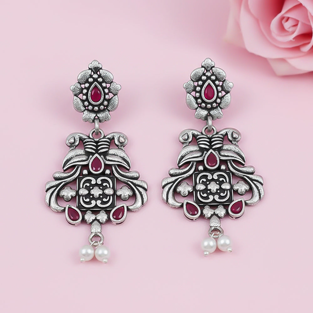 Feathered Grace dangler earrings (Red)
