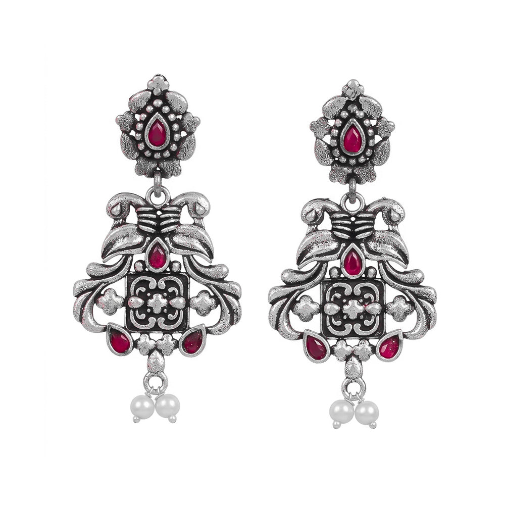 Feathered Grace dangler earrings (Red)