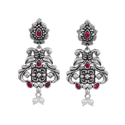Feathered Grace dangler earrings (Red)