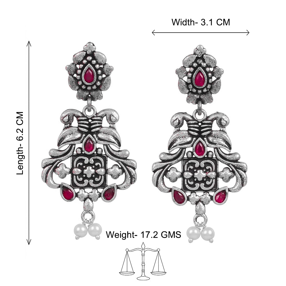 Feathered Grace dangler earrings (Red)