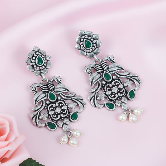 Feathered Grace dangler earrings (Green)