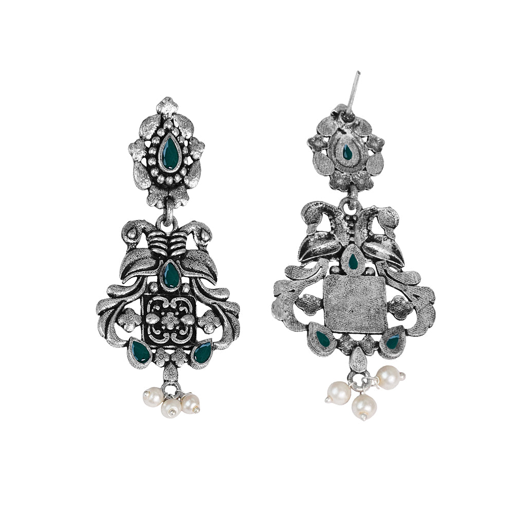 Feathered Grace dangler earrings (Green)