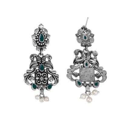 Feathered Grace dangler earrings (Green)