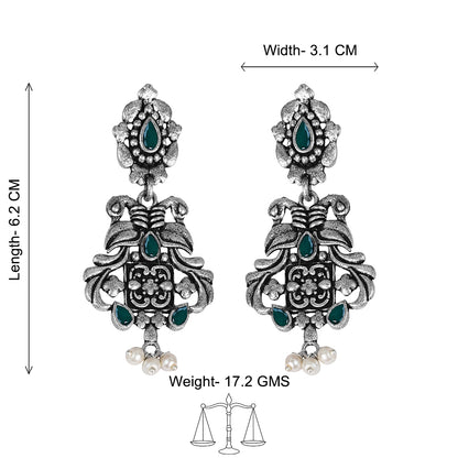 Feathered Grace dangler earrings (Green)