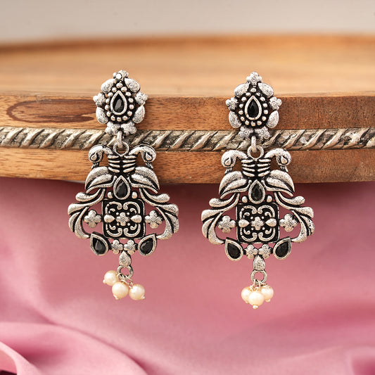 Feathered Grace dangler earrings (Black)