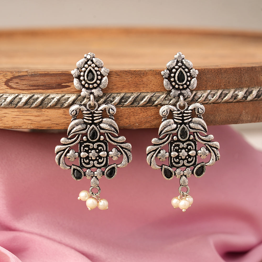 Feathered Grace dangler earrings (Black)