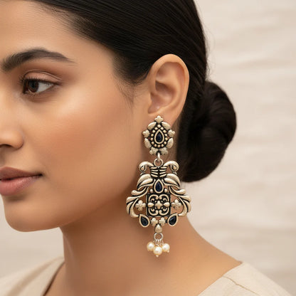Peacock glow stone studded dangler & Feathered Grace dangler Combo set