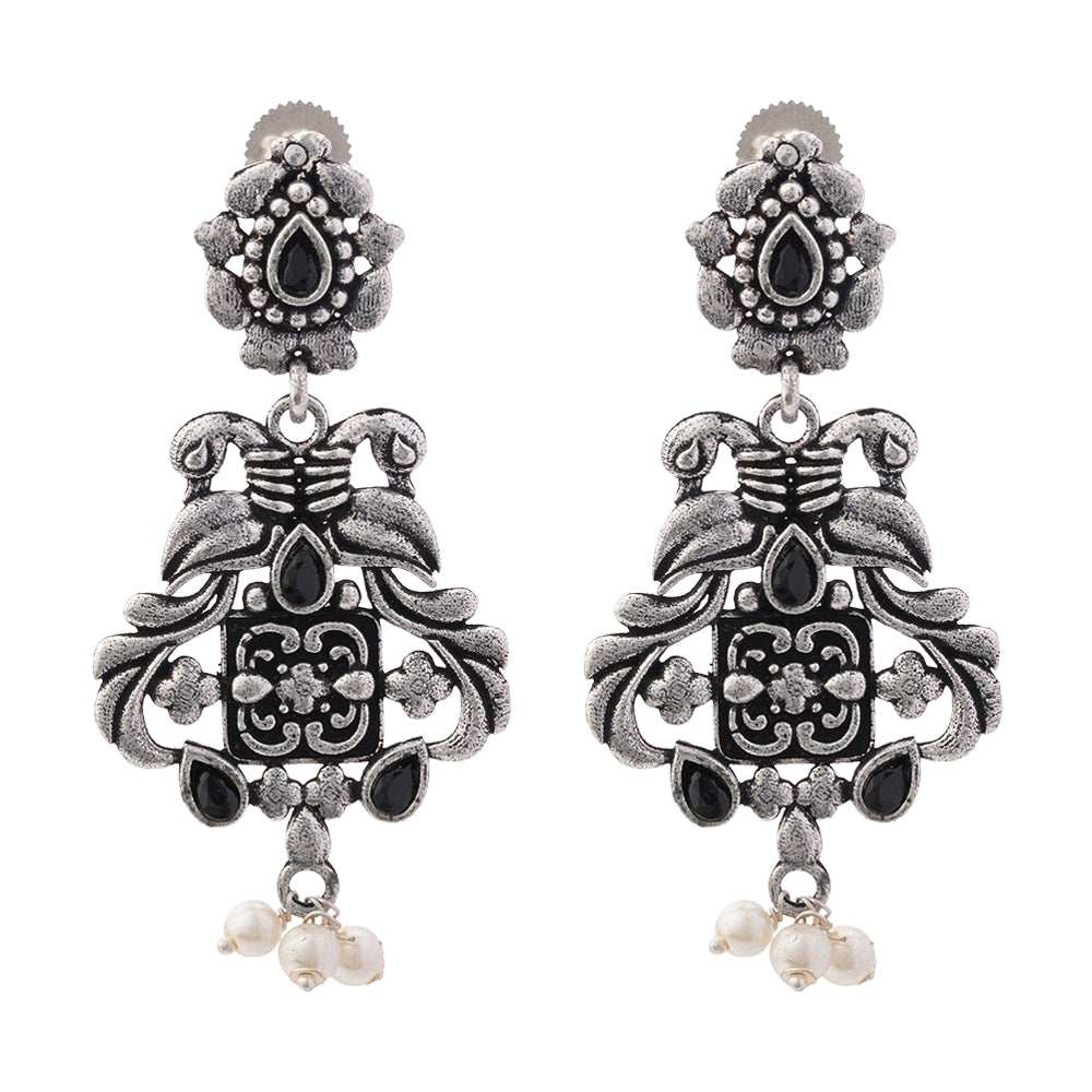 Feathered Grace dangler earrings (Black)