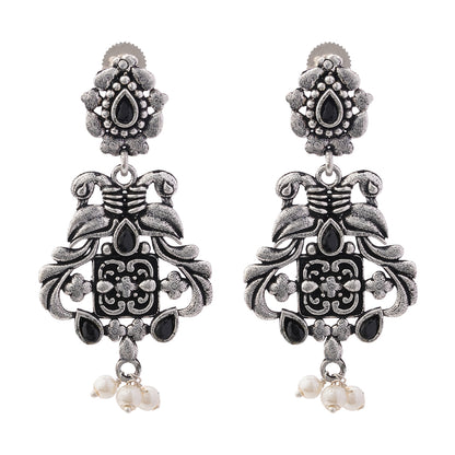 Feathered Grace dangler earrings (Black)