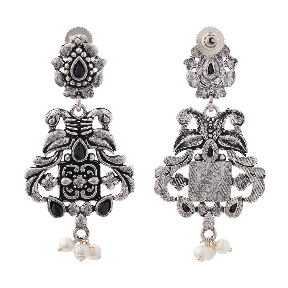 Feathered Grace dangler earrings (Black)