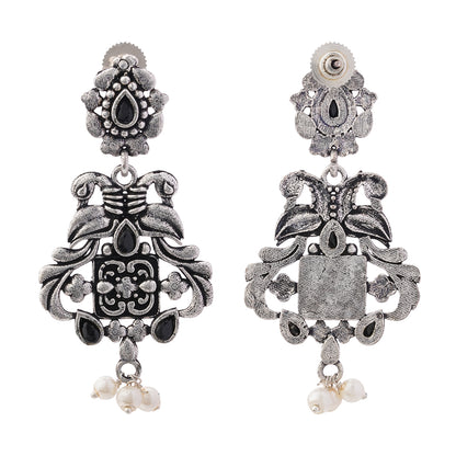 Feathered Grace dangler earrings (Black)