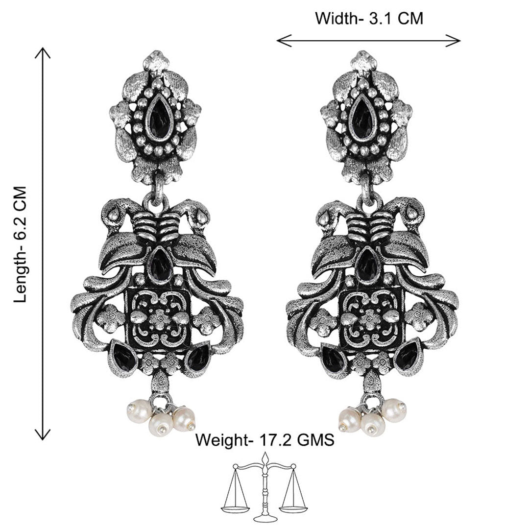 Kalash Kamal earring  Feathered Grace dangler earrings (Black) Combo set
