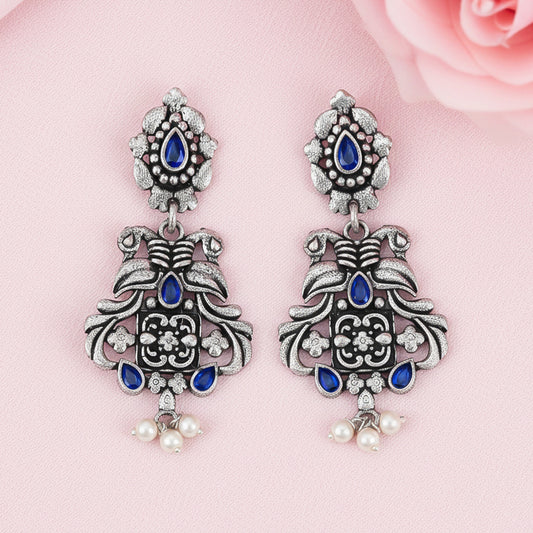 Feathered Grace dangler earrings (Blue)