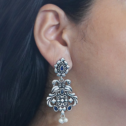 Feathered Grace dangler earrings (Blue)