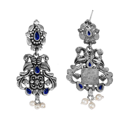 Feathered Grace dangler earrings (Blue)