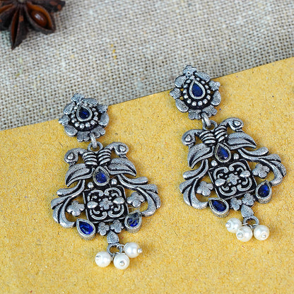 Feathered Grace dangler earrings (Blue)