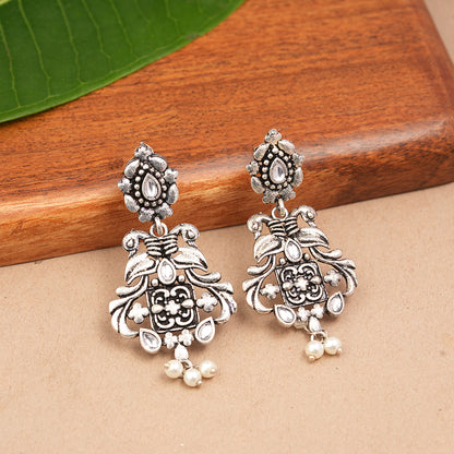 Feathered Grace dangler earrings (White)