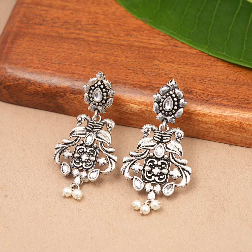 Feathered Grace dangler earrings (White)