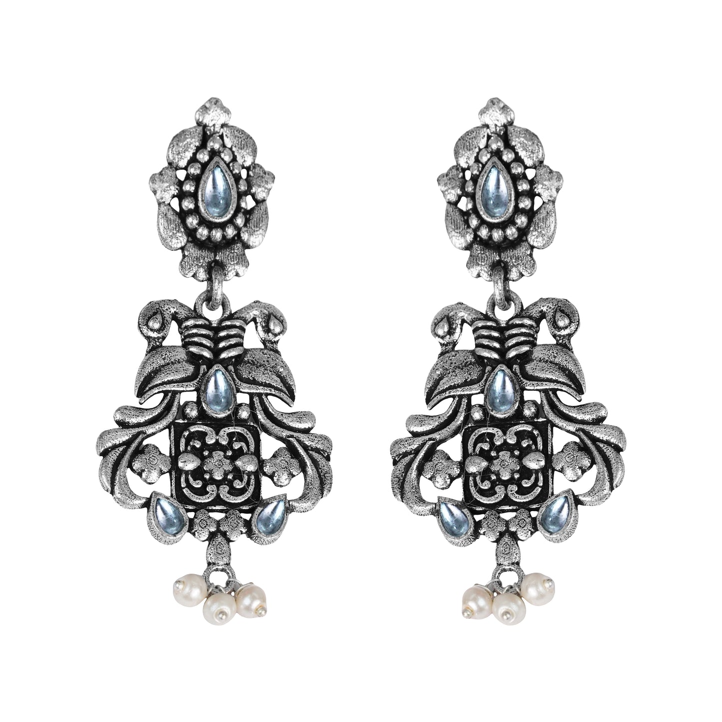 Feathered Grace dangler earrings (White)
