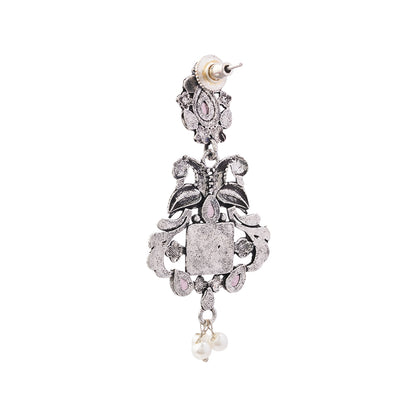 Feathered Grace dangler earrings (Baby Pink)