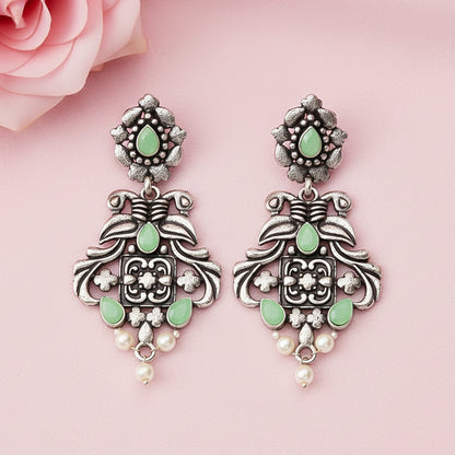 Feathered Grace dangler earrings (Pista)