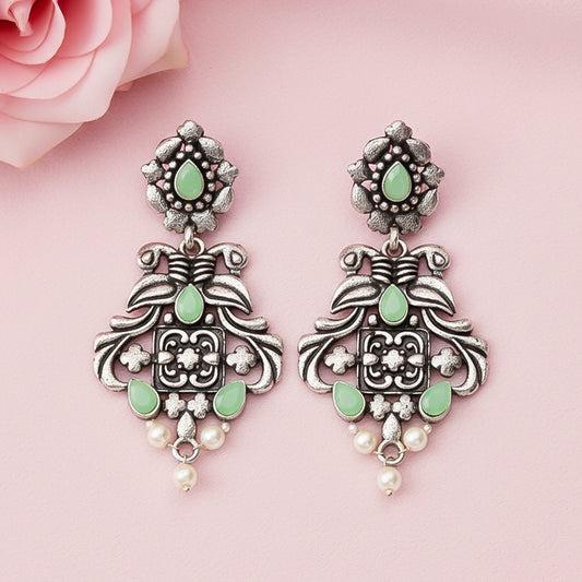 Feathered Grace dangler earrings (Pista)