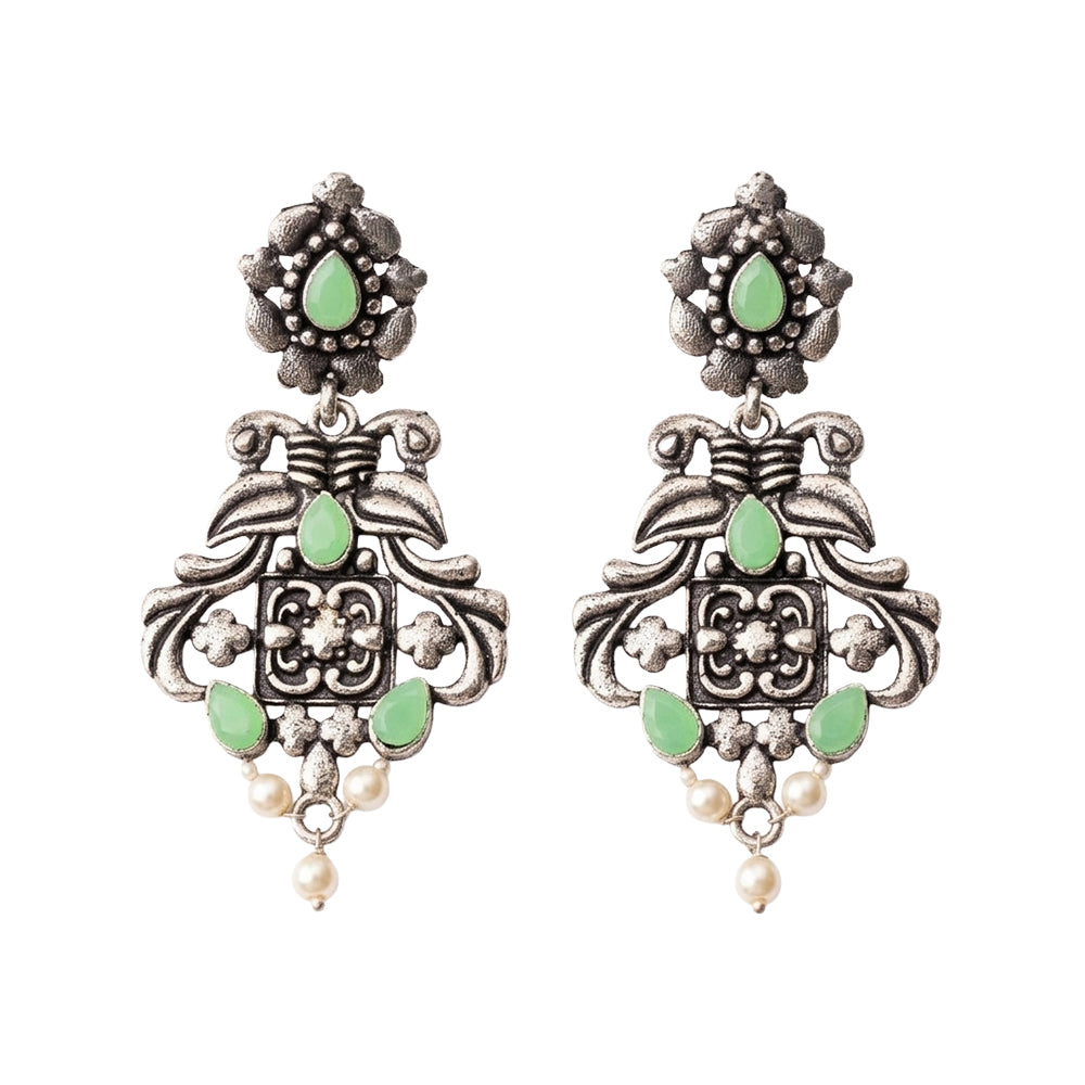 Feathered Grace dangler earrings (Pista)